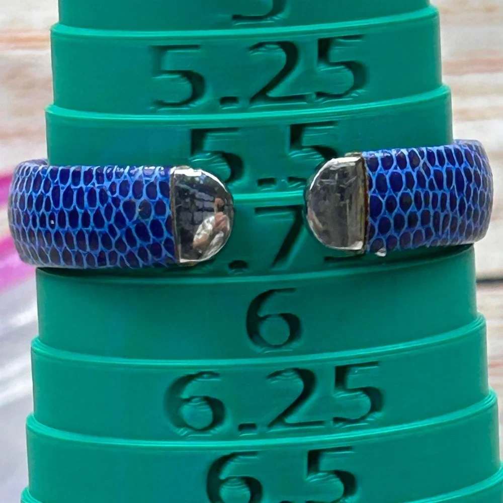 Cannes BG-1241 Womens Watch Blue Faux‎ Snakeskin Cuff Bangle Silver Tone